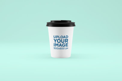 Mockup of a Coffee Cup Standing Against a Customizable Background 