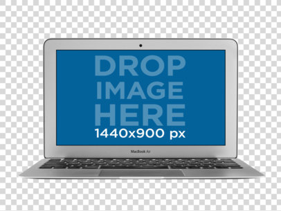 Front View of Macbook Air Mockup Over a Transparent Background