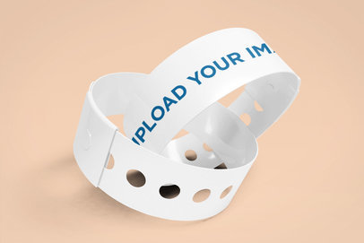 Mockup of Two Vinyl Wristbands Intertwined