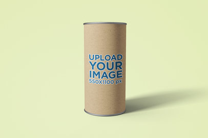 Paper Tube Packaging Mockup with a Plain Color Background 