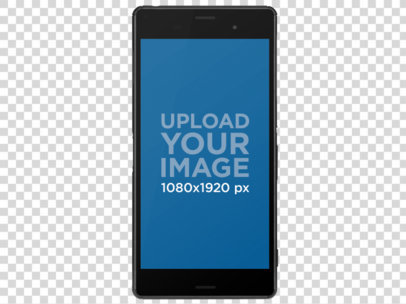 Mockup of a Sony Xperia Z5 in Vertical Position Over a Transparent Background