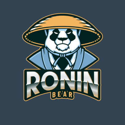 Gaming Logo Template Featuring a Kung Fu-Style Panda Cartoon 2755o