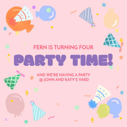 Instagram Post Design Template for a Birthday Party Invitation