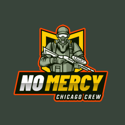 Illustrated Gaming Logo Template Featuring a Gunman Wearing a Respirator