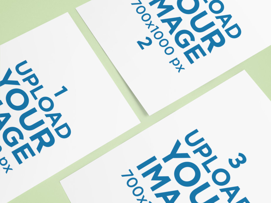 Mockup of Three Flyers Placed on a Flat Surface 