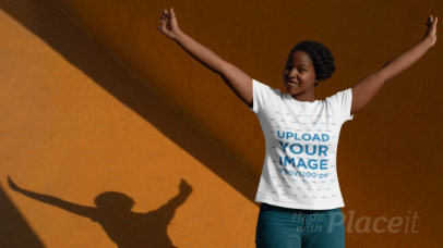 T-Shirt Video of a Woman Dancing at a Ray of Sunshine 22997