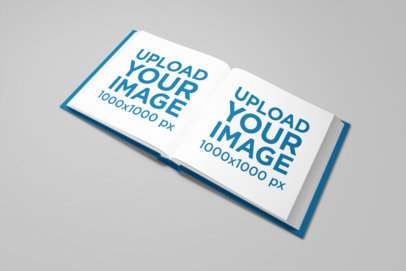 Square Hardcover Book Mockup with a Plain Color Background 