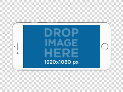 Mockup of a White iPhone 6 Plus in Landscape Position Over a Null Background