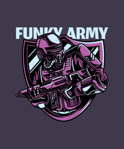 T-Shirt Maker with the Illustration of a Robotic Soldier with an Assault Rifle 27h-el