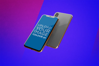 Mockup of Two iPhones XS Floating Back to Back