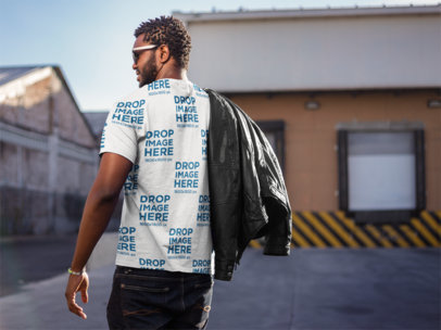 Man Wearing a Sublimated Heathered T-Shirt Mockup