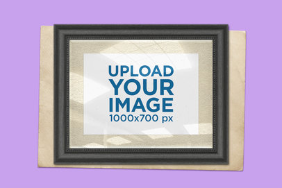 Vintage Photo Frame Mockup with a Solid Color Background 1440-el