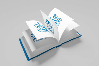 Mockup of an Open Squared Book with Flowing Pages 1570-el