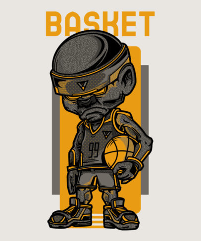 T-Shirt Design Template Featuring a Basketball Player Character 97h-el