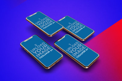 Mockup of Four iPhones 11 Pro Floating in a Surrealistic Background 1527-el