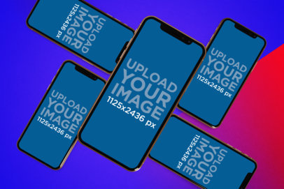 Digital Mockup Featuring a Whirlpool of iPhones 11 Pro 1636-el