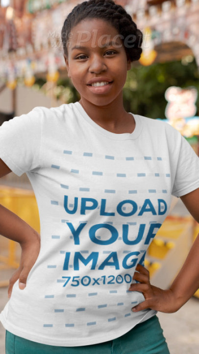 T-Shirt Video of a Smiling Woman Featuring a Stop-Motion Effect