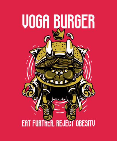 Junk Food T-Shirt Design Template with a Burger Cartoon