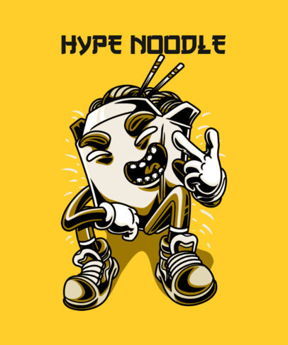 T-Shirt Design Template Featuring a Hype Noodle Character 37k-el