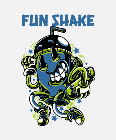 T-Shirt Design Template in a Street Art Style Featuring a Milkshake 