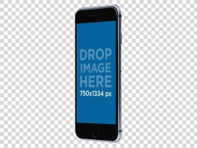 Mockup of an iPhone 6s Angled Over a Transparent Background