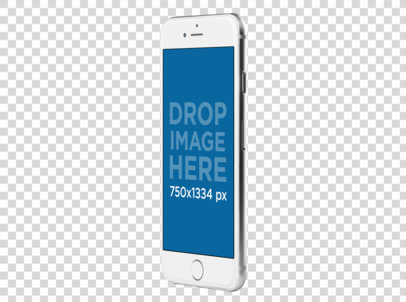 Mockup Featuring a White iPhone 6s in Portrait Position Over a Null Background