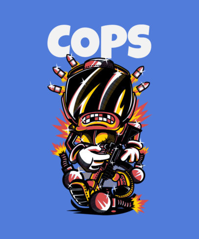 Street Style- T-Shirt Design Template of a Character with Explosives 