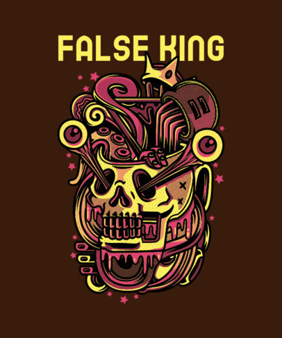 Street Art Inspired T-Shirt Template Featuring Skull with a Crown