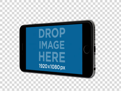 Mockup of an iPhone 6 Plus Angled in Horizontal Position