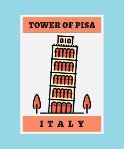T-Shirt Design Maker with a Minimalist Icon of the Leaning Tower of Pisa