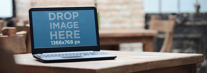 Laptop Wooden Table Diner