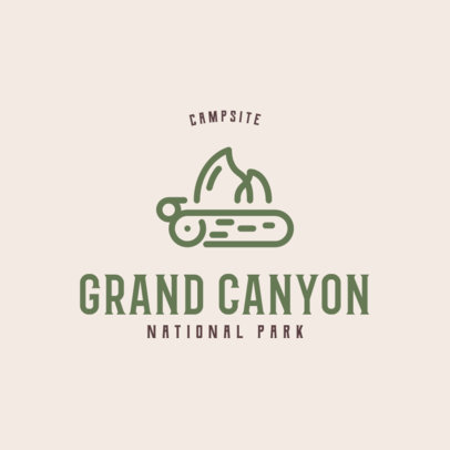 Campsite Logo Generator Featuring a Bonfire Icon