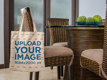 Shopping Tote Bag Mockup Hanging on a Chair 