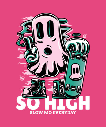 Skate T-Shirt Design Maker Featuring a Ghost Smoking Weed
