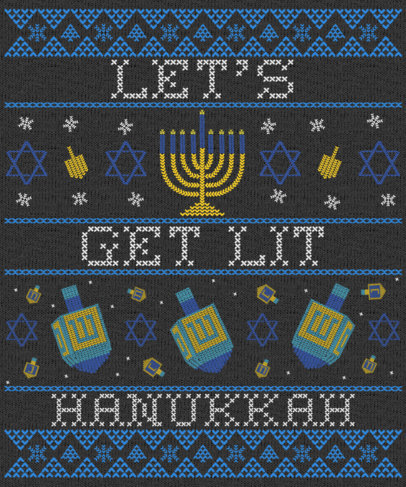 Ugly Christmas Sweater Generator Featuring Hanukkah Elements 1914i 2056