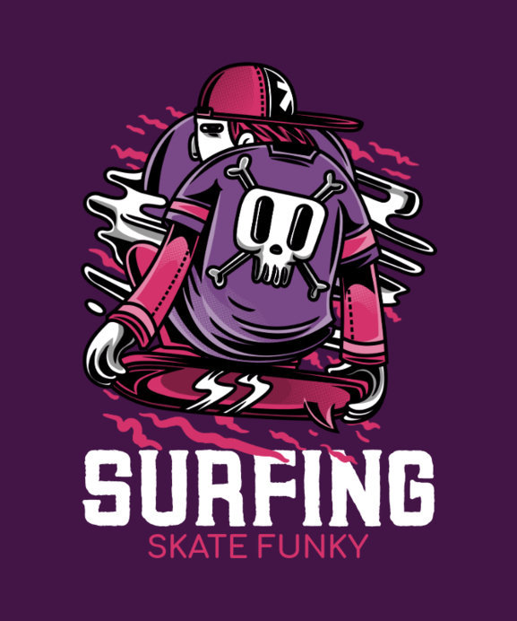 Placeit - Street Art-Style T-Shirt Design Maker Featuring a Goth Surfer