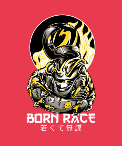 Illustrated T-Shirt Design Creator with a Skating Astronaut