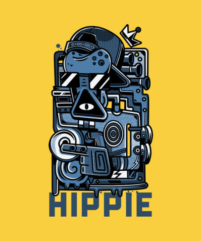 Street Art-Style T-Shirt Design Maker Featuring a Picasso-Looking Alien 21m-el