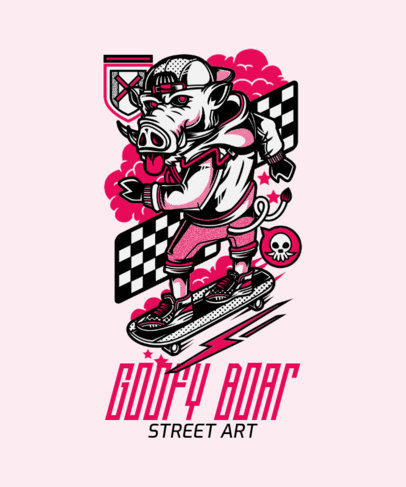 T-Shirt Design Creator with an Illustrated Razorback Skating 21n-el