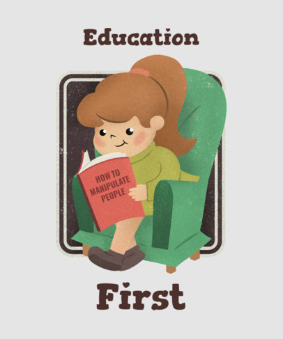 Grim Humor T-Shirt Design Maker with a Girl Reading 2049g