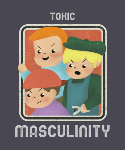 Funny Illustrated T-Shirt Design Template Featuring Three Bullies 2049i