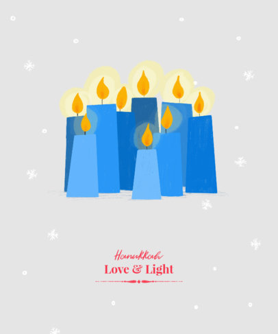 Hanukkah T-Shirt Design Template Featuring Blue Candles 