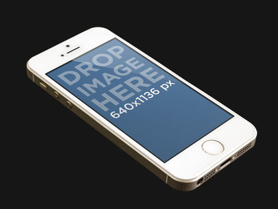  Gold iPhone Mockup Featuring a Dark Backdrop