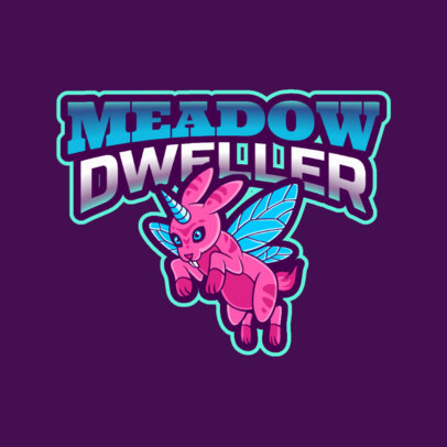 Fantasy Logo Template Featuring a Rabbit with a Horn