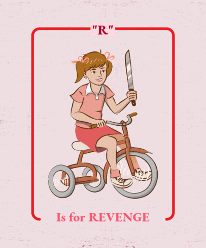Dark Humor T-Shirt Design Template with a Vindictive Girl
