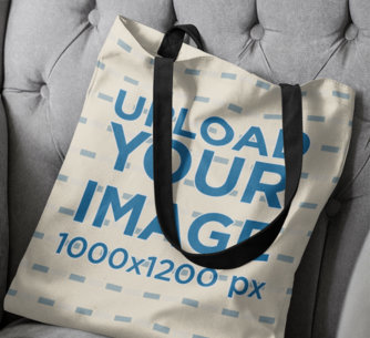 Canvas Tote Bag Mockup on a Couch