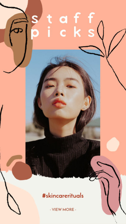 Instagram Story Template Featuring Minimalistic Hand-Drawn Graphics