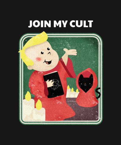 Dark Humor T-Shirt Design Creator Featuring a Satanic Boy