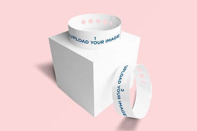 Mockup of Two Customizable Vinyl Wristbands 