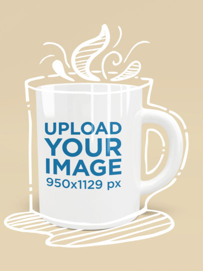Mockup of an 11 oz Coffee Mug in a Customizable Scenario